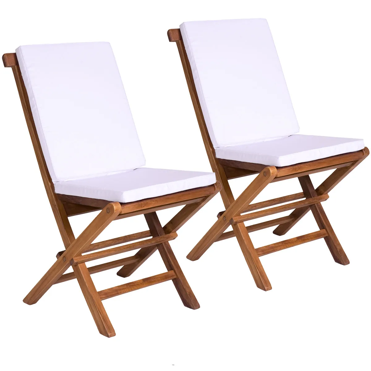 Teak Folding Chair Set - 18"W x 23"D x 36"H - Ships Free Fully Assembled, Ready for Immediate Use