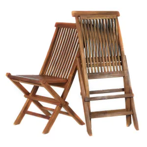 Teak Folding Chair Set - 18"W x 23"D x 36"H - Ships Free Fully Assembled, Ready for Immediate Use