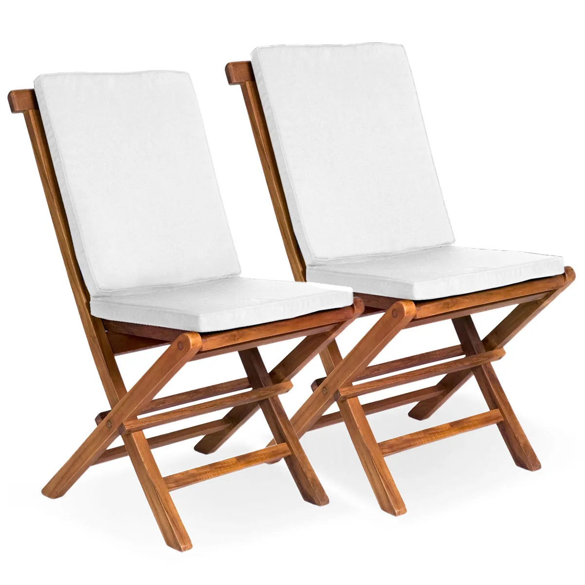 Teak Folding Chair Set - 18"W x 23"D x 36"H - Ships Free Fully Assembled, Ready for Immediate Use