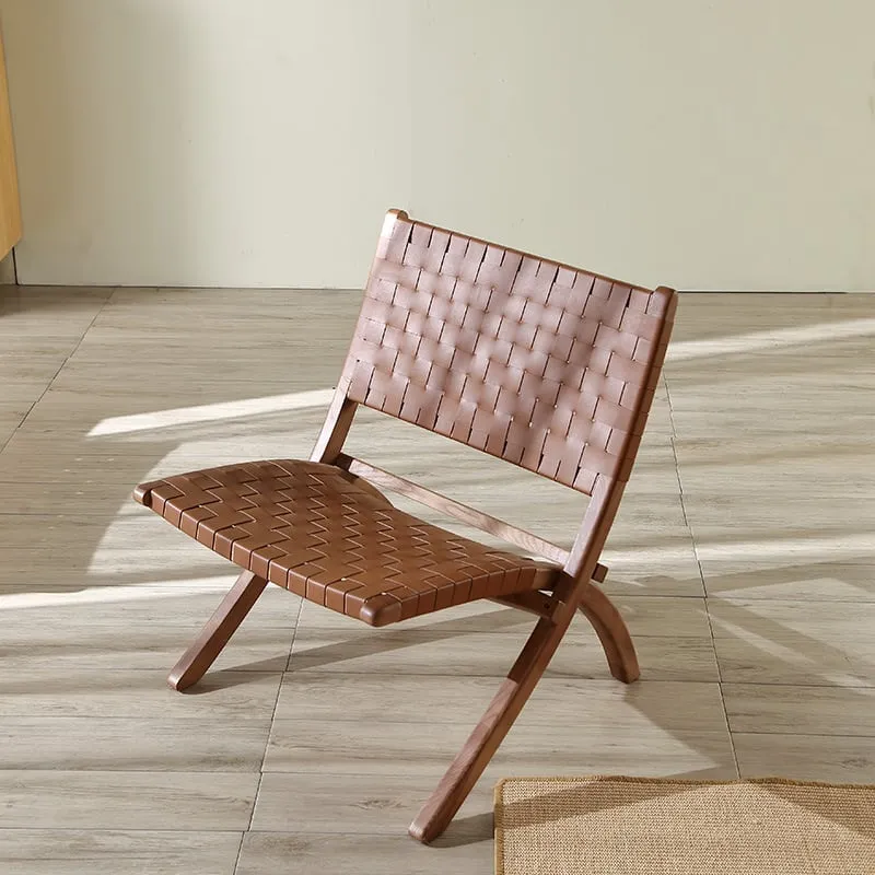 Tomomi-ML Folding Lounge Chair - Solid Wood & Microfiber Leather