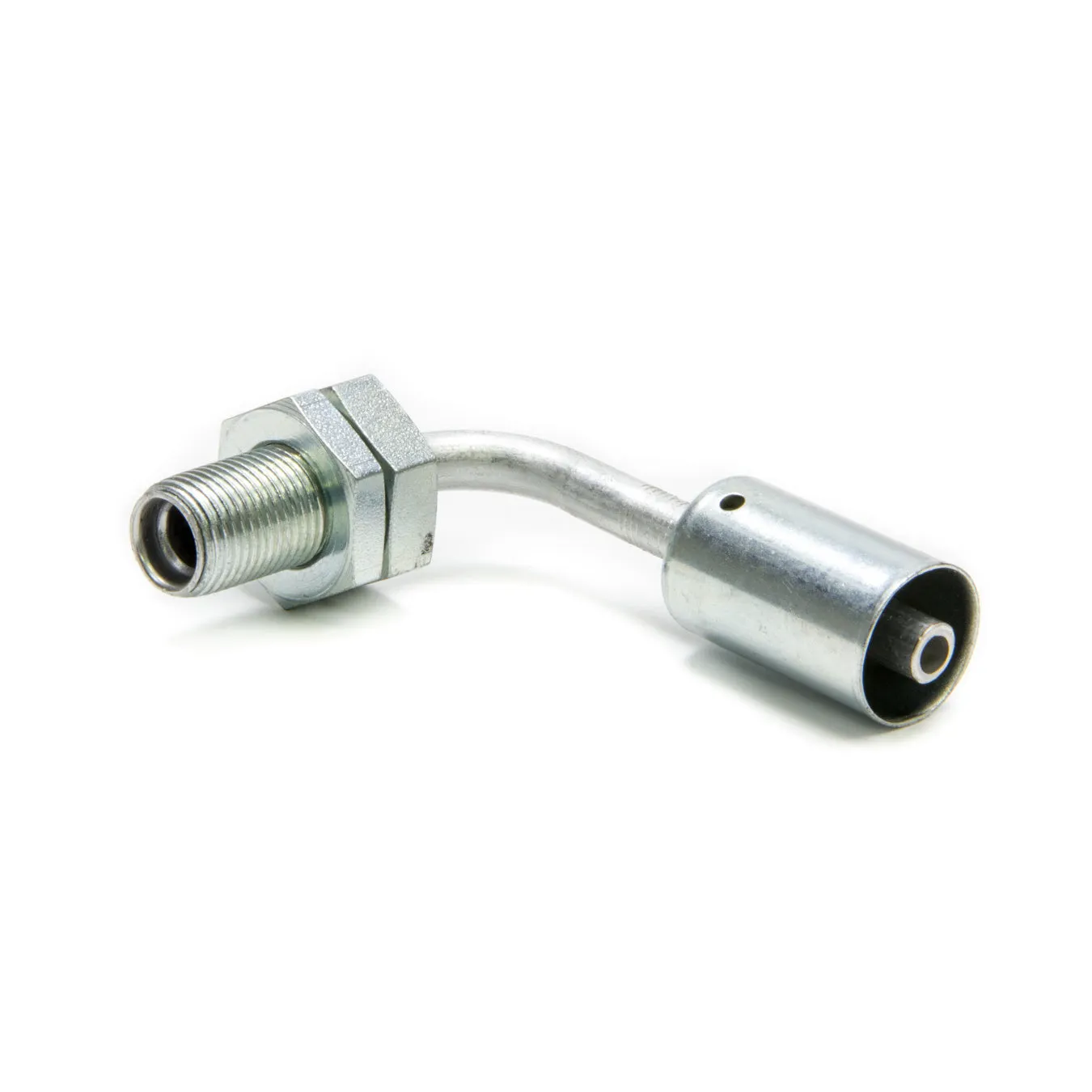 Vintage Air Bulkhead Fitting 90 Degree 6 AN Hose Crimp to 6 AN Male O-Ring Bulkhead - Aluminum/Steel