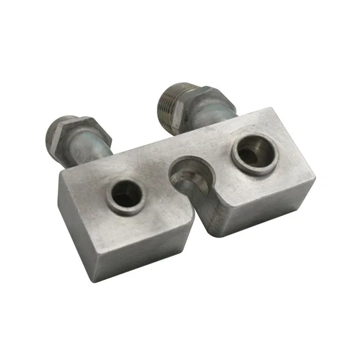 Vintage Air Compressor Adapter - 10 AN Male O-Ring - 8 AN Male O-Ring - 90 Degree - Aluminum - FS10 Compressor