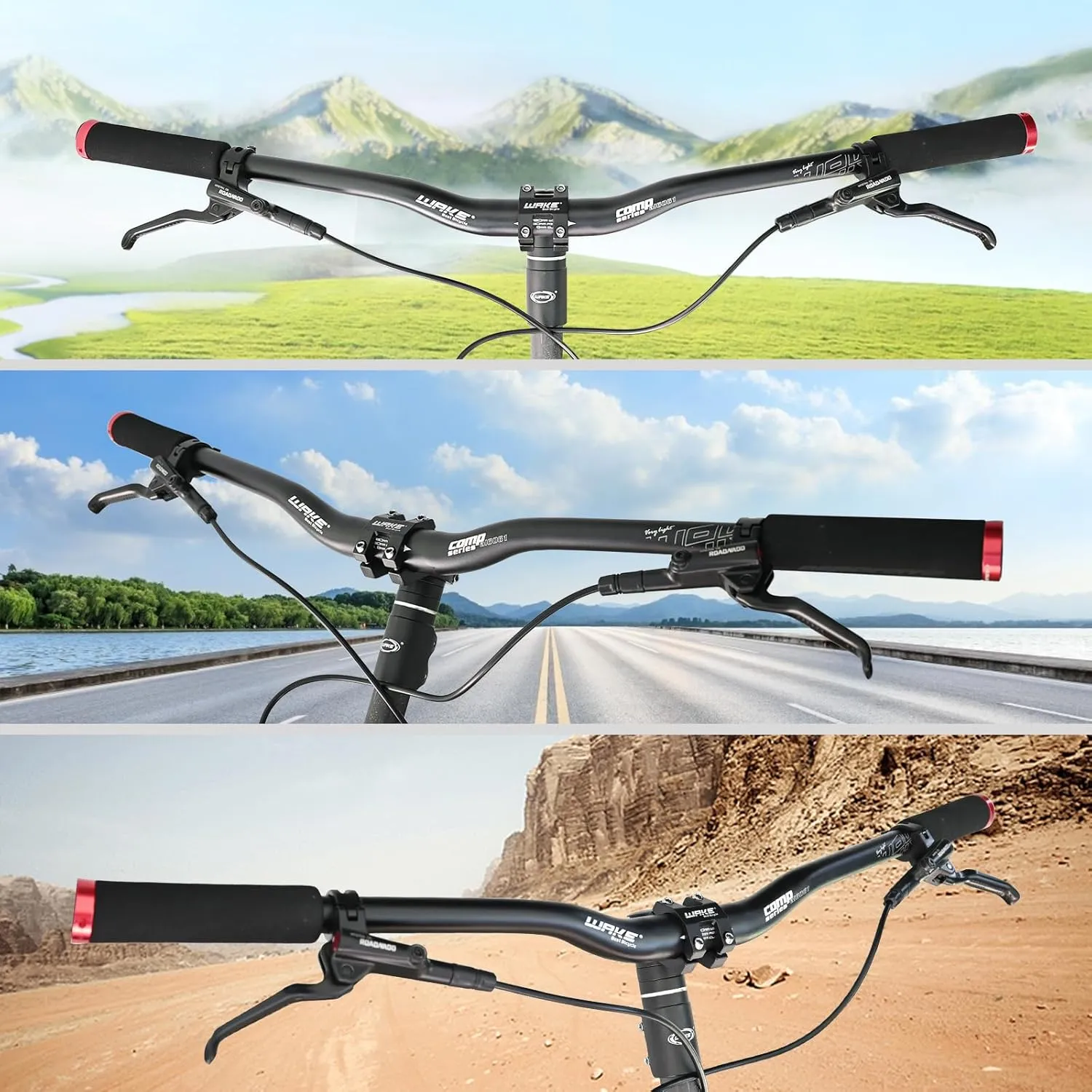 Wake MTB Mountain Bike Handlebar, 31.8mm Bicycle Riser Handlebars 720mm/780mm Aluminium Alloy Extra Long for Downhill Cycling Racing