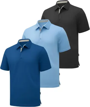 ZITY 3 Pack Polo Shirts for Men Short Sleeve Moisture Wicking T Shirt Business Casual Mens Golf Shirts Collared T-Shirts